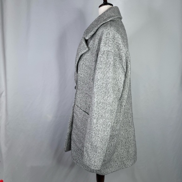 Avec Les Filles boxy tweed coat double breasted grey patch pockets M - Picture 6 of 10